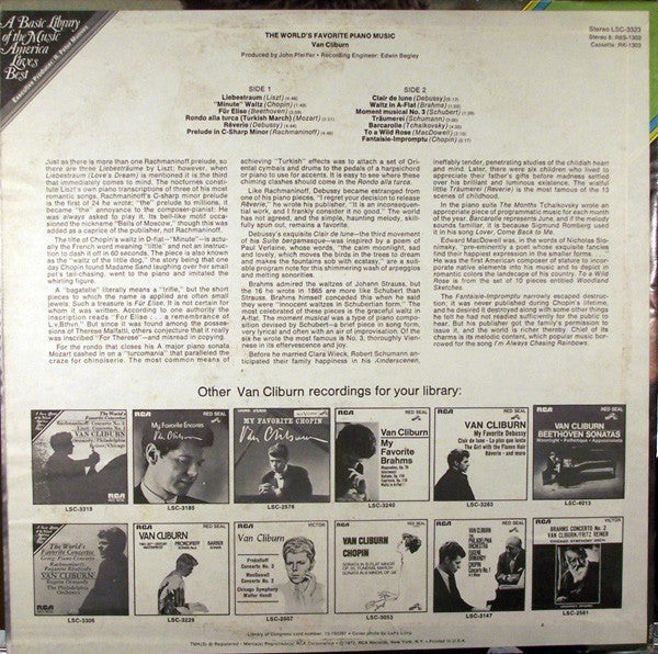 Van Cliburn - The World's Favorite Piano Music - LP