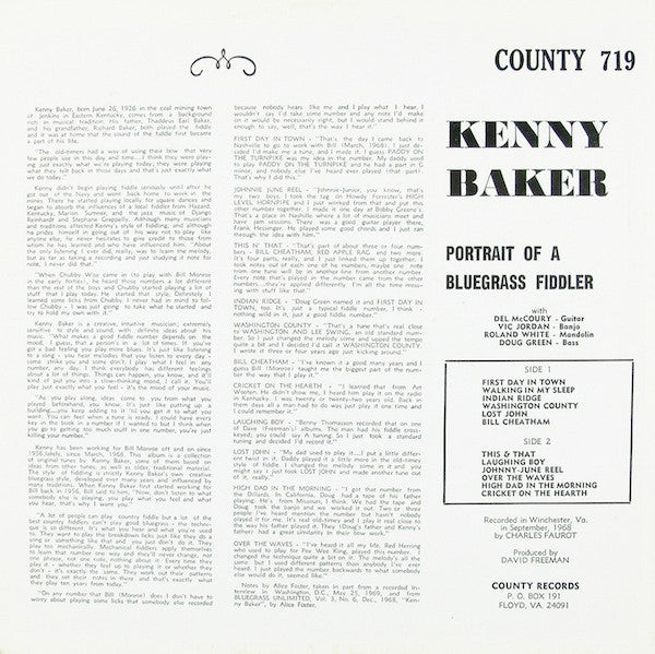 Kenny Baker  - Portrait Of A Bluegrass Fiddler - LP
