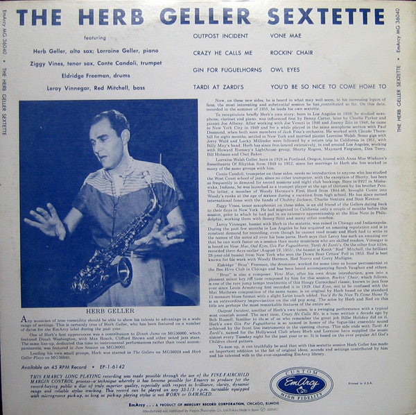 The Herb Geller Sextette* - The Herb Geller Sextette - LP