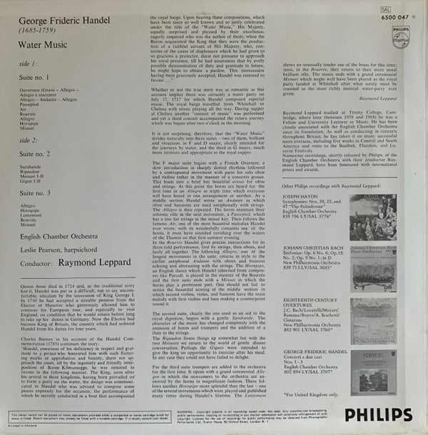Handel*, Raymond Leppard, English Chamber Orchestra - Watermusic - LP