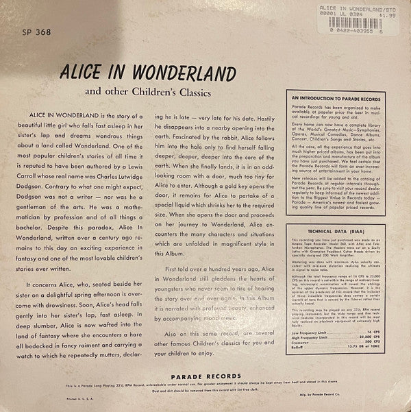 Eddie Maynard's Orchestra & Chorus - Alice in Wonderland and 6 Other Stories - LP