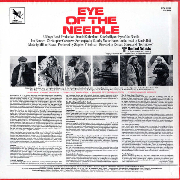 Miklós Rózsa - Eye Of The Needle (Original Motion Picture Score) - LP
