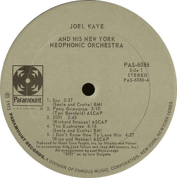 Joel Kaye And His New York Neophonic Orchestra - Joel Kaye And His New York Neophonic Orchestra - LP