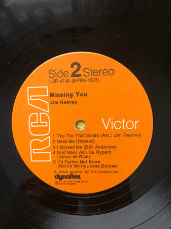 Jim Reeves - Missing You - LP