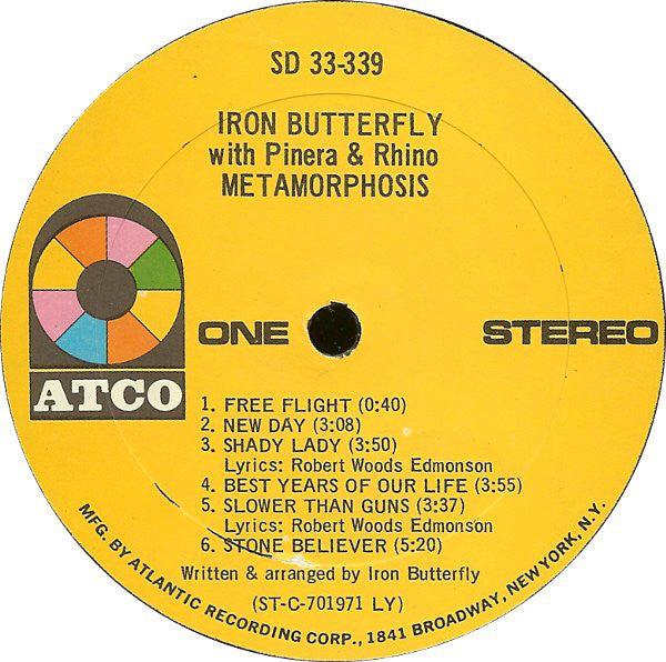 Iron Butterfly With Pinera* & Rhino* - Metamorphosis - LP