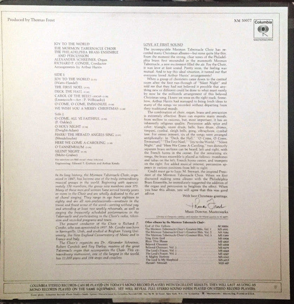 The Mormon Tabernacle Choir* / The Philadelphia Brass Ensemble And Percussion* / Richard Condie* / Alexander Schreiner - Joy To The World - LP