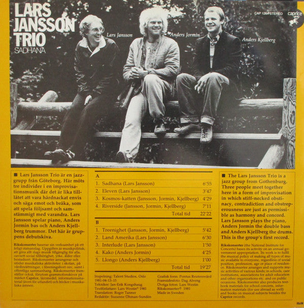 Lars Jansson Trio - Sadhana - LP