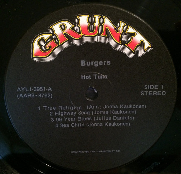Hot Tuna - Burgers - LP