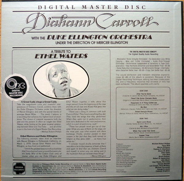 Diahann Carroll With The Duke Ellington Orchestra Under The Direction Of Mercer Ellington - A Tribute To Ethel Waters - LP
