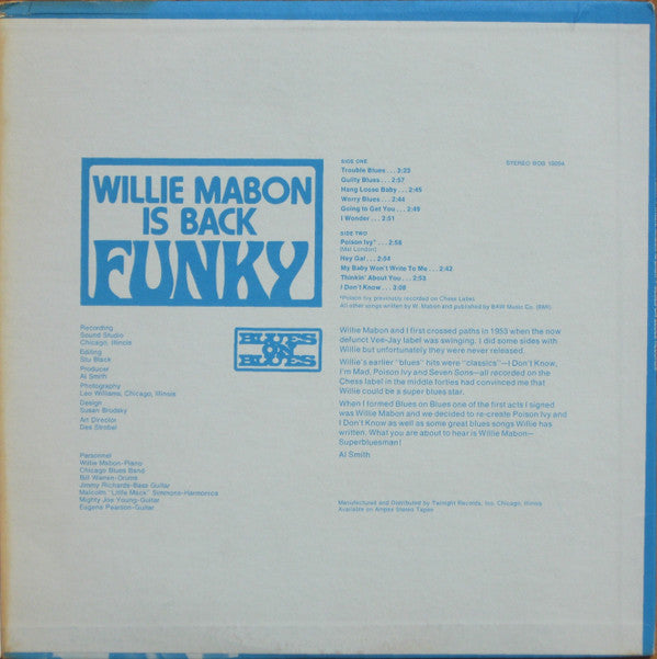 Willie Mabon - Wille Mabon Is Back Funky - LP