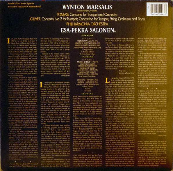 Wynton Marsalis - Tomasi* / Jolivet* - Philharmonia Orchestra, Esa-Pekka Salonen - Tomasi: Concerto For Trumpet And Orchestra / Jolivet: Concerto No. 2 For Trumpet - Concertino For Trumpet, String Orchestra And Piano - LP