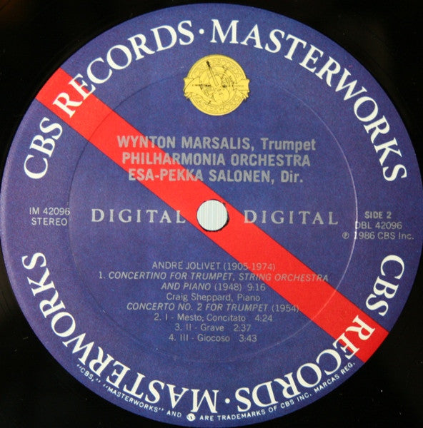 Wynton Marsalis - Tomasi* / Jolivet* - Philharmonia Orchestra, Esa-Pekka Salonen - Tomasi: Concerto For Trumpet And Orchestra / Jolivet: Concerto No. 2 For Trumpet - Concertino For Trumpet, String Orchestra And Piano - LP