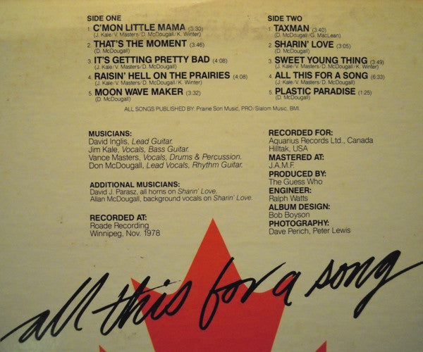 The Guess Who - All This For A Song - LP