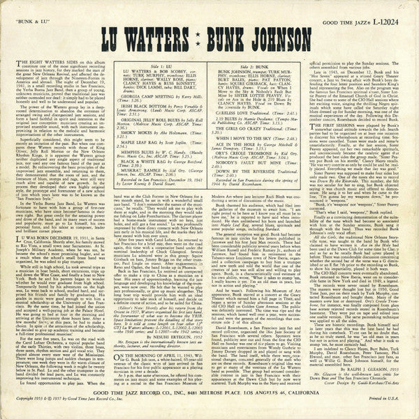 Bunk Johnson / Lu Watters - Bunk & Lu - LP