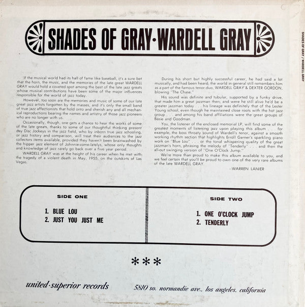 Wardell Gray - Shades Of Gray - LP
