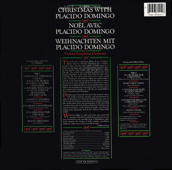 Placido Domingo : Vienna Symphony Orchestra* - Christmas With Placido Domingo - LP