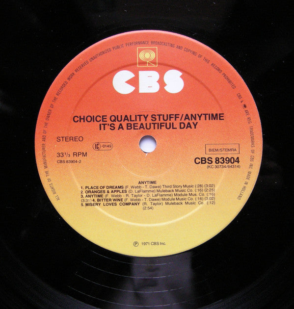 It's A Beautiful Day - Choice Quality Stuff/Anytime - LP
