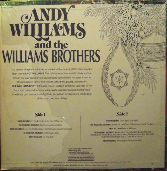 Andy Williams & The Williams Brothers  - Christmas With Andy Williams And The Williams Brothers - LP