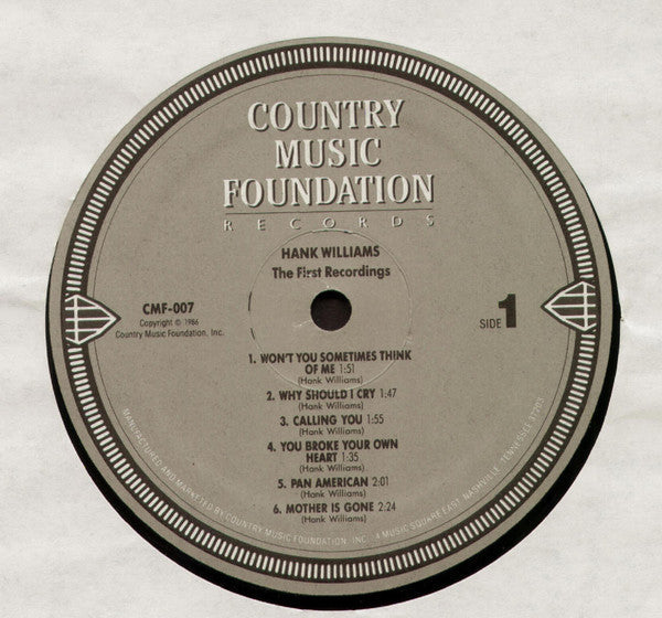 Hank Williams - The First Recordings - LP