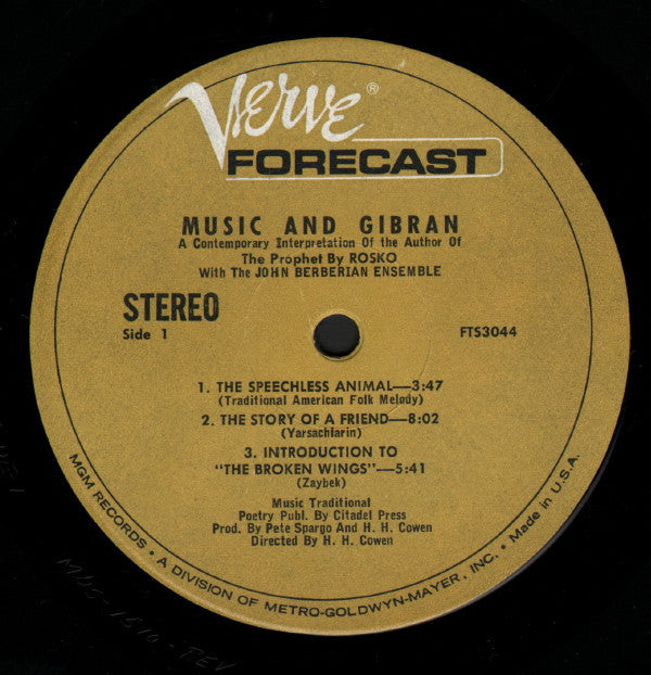 Rosko - Music And Gibran (A Contemporary Interpretation) - LP