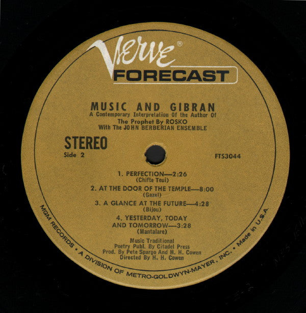Rosko - Music And Gibran (A Contemporary Interpretation) - LP