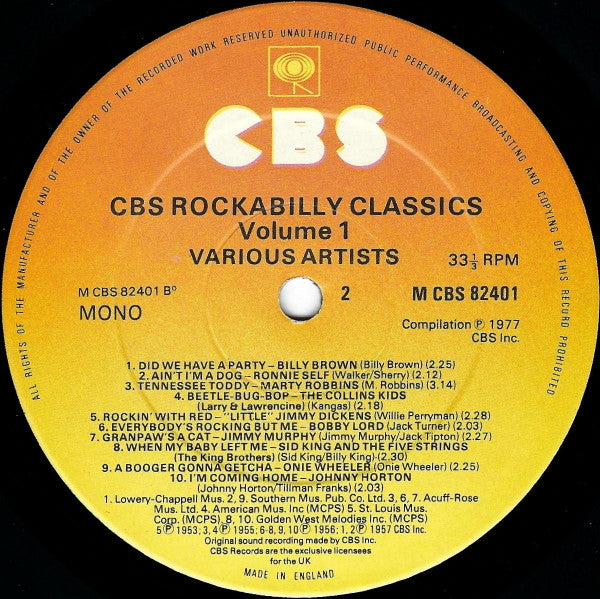 Various - CBS Rockabilly Classics Vol.1 - Rockabilly - LP