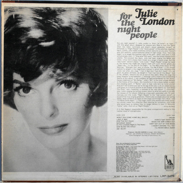 Julie London - For The Night People - LP