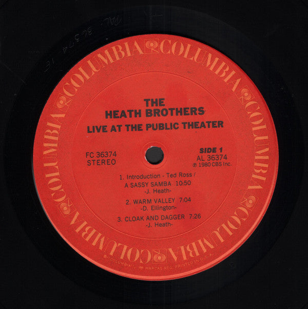 The Heath Bros.* - Live At The Public Theater - LP