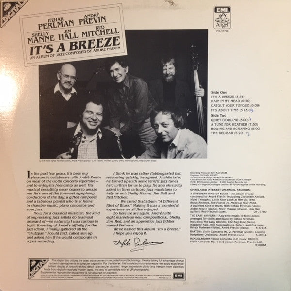 Itzhak Perlman, André Previn, Shelly Manne, Jim Hall, Red Mitchell - It's A Breeze - LP