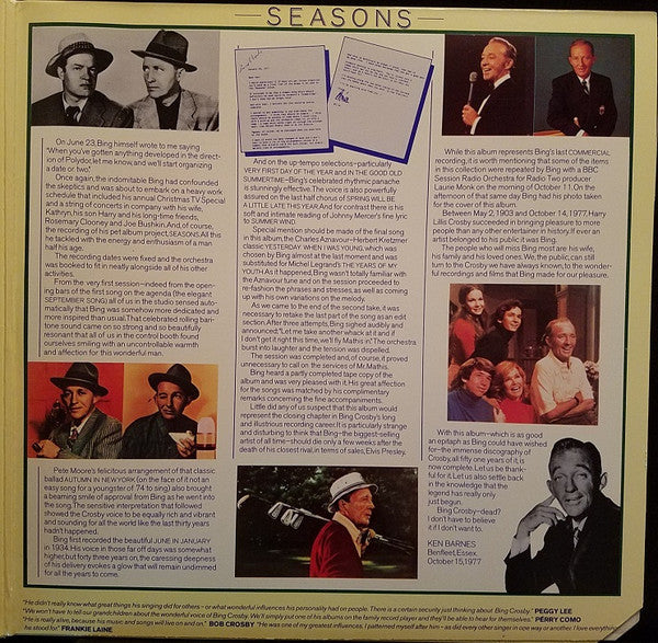 Bing Crosby With The Pete Moore Orchestra* - Seasons - LP