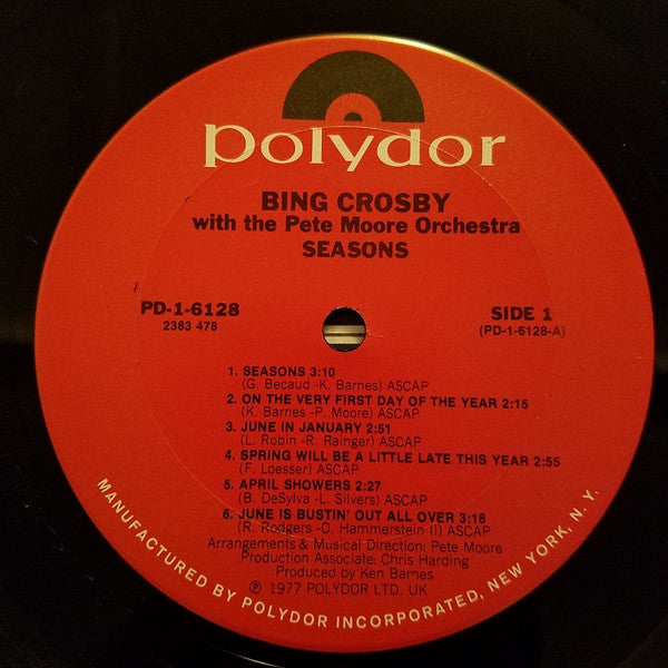Bing Crosby With The Pete Moore Orchestra* - Seasons - LP