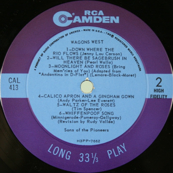 Sons Of The Pioneers* - Wagons West - LP
