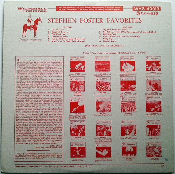Joel Grew And His Orchestra - Stephen Foster Favorites - LP