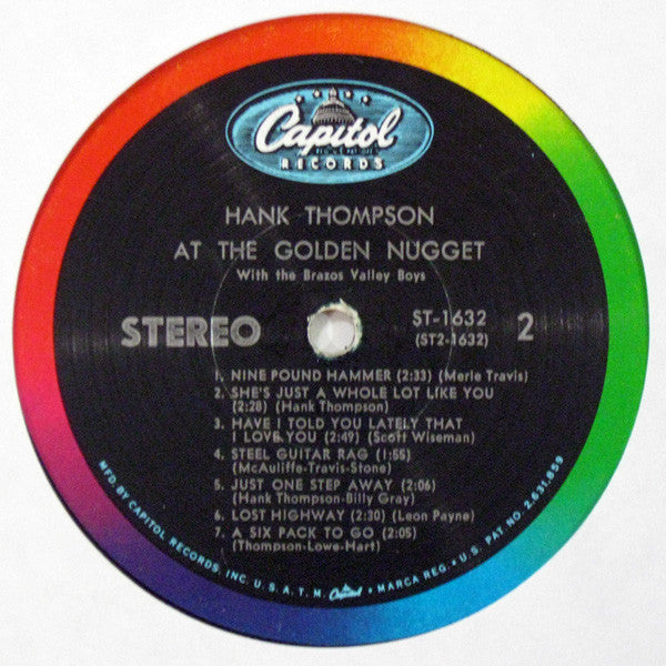 Hank Thompson With The Brazos Valley Boys* - Hank Thompson At The Golden Nugget - LP