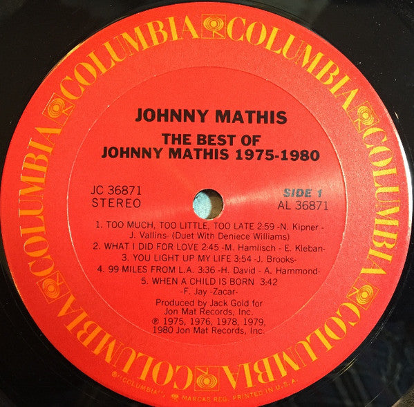 Johnny Mathis - The Best Of Johnny Mathis: 1975-1980 - LP