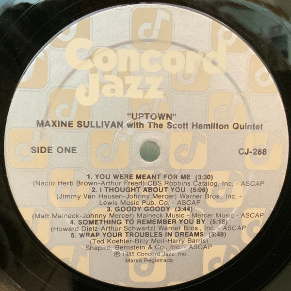 Maxine Sullivan With The Scott Hamilton Quintet - Uptown - LP