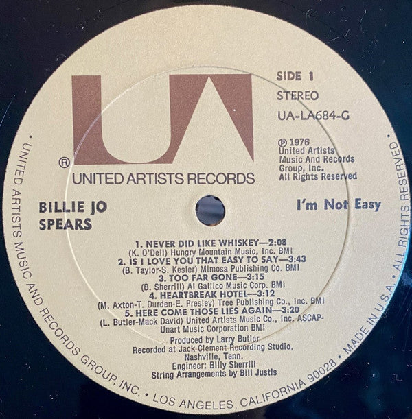 Billie Jo Spears - I'm Not Easy - LP