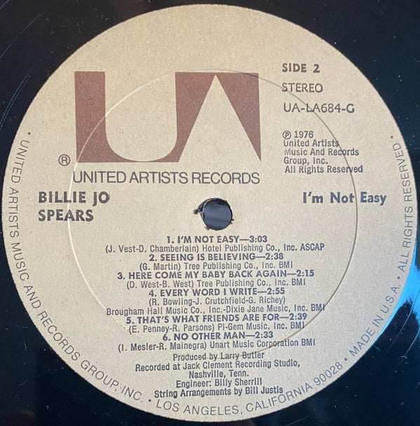 Billie Jo Spears - I'm Not Easy - LP