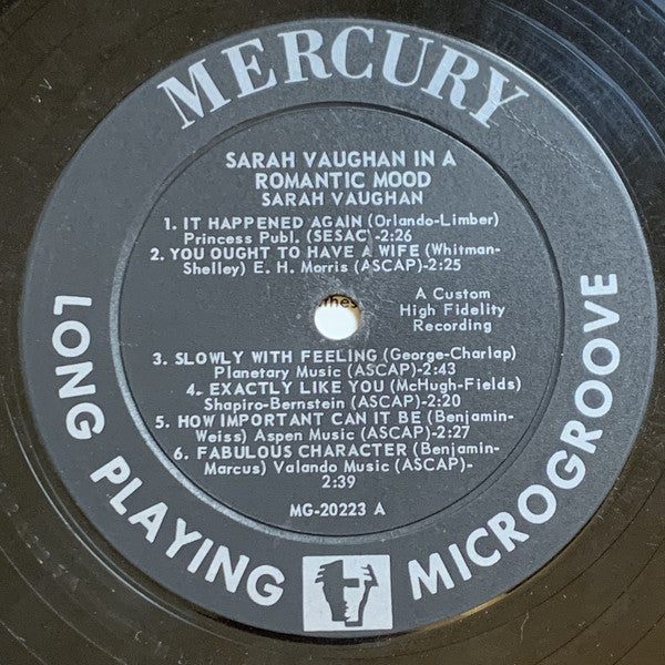 Sarah Vaughan - Sarah Vaughan In A Romantic Mood - LP
