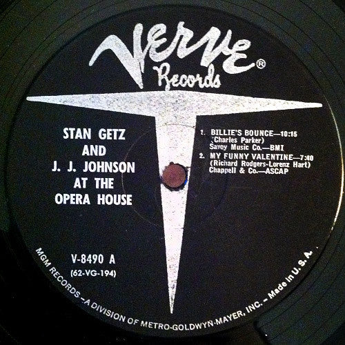 Stan Getz And J.J. Johnson - At The Opera House - LP