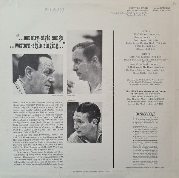 Sons Of The Pioneers* - Country Fare - LP