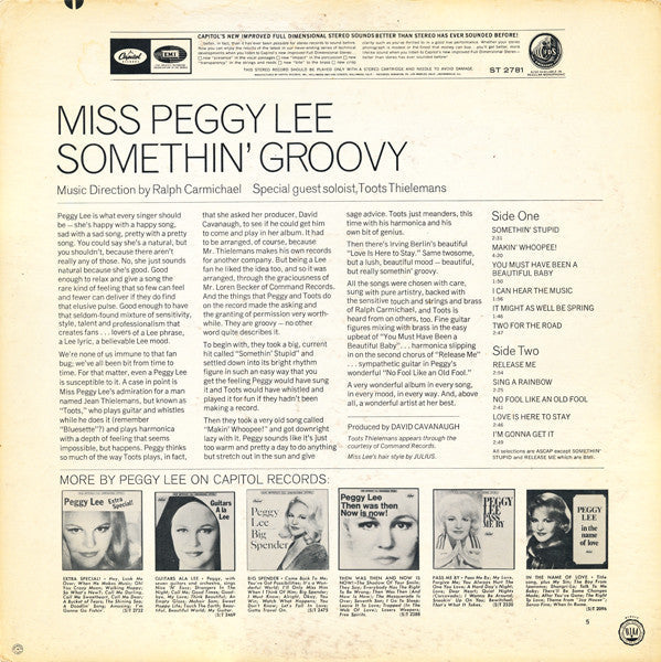 Miss Peggy Lee* - Somethin' Groovy - LP