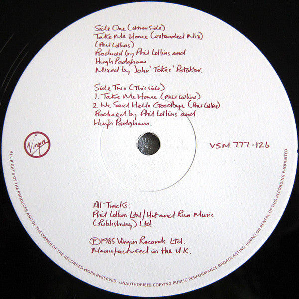Phil Collins - Take Me Home (Extended Mix) - LP