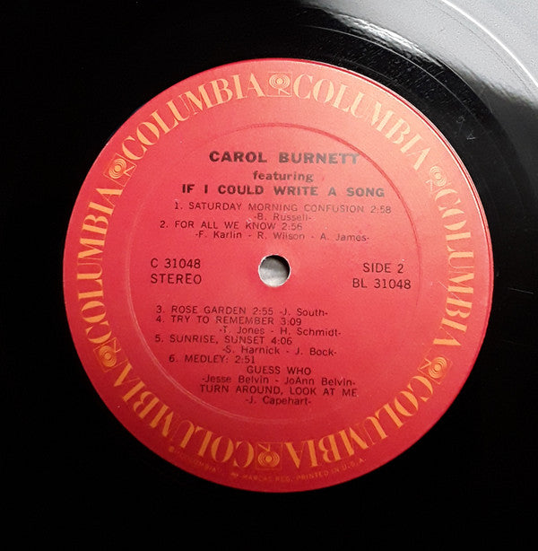 Carol Burnett - Featuring 'If I Could Write A Song' - LP