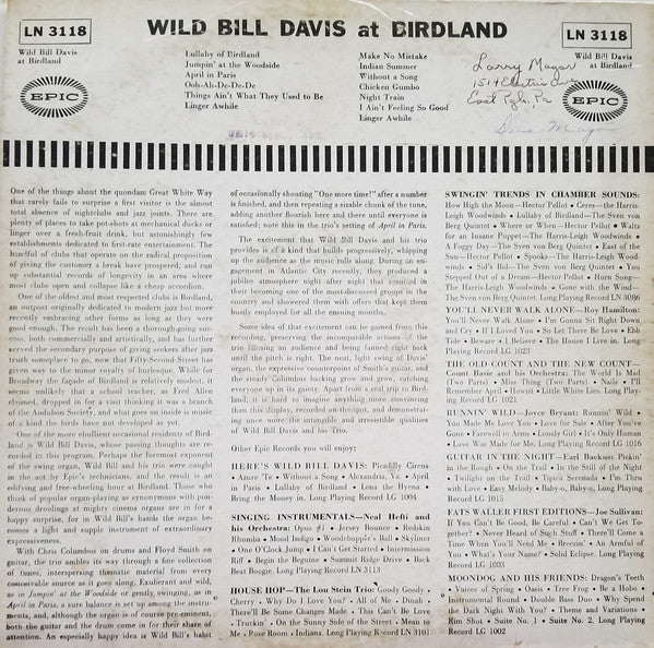 Wild Bill Davis - At Birdland - LP