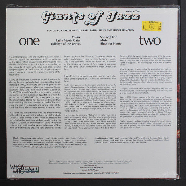 Charles Mingus, Earl Fatha Hines*, Lionel Hampton - Giants Of Jazz Volume Two - LP