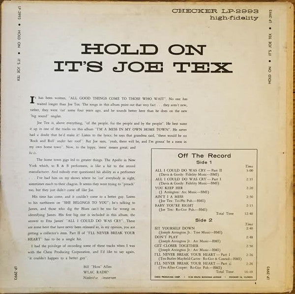 Joe Tex - Hold On! It's Joe Tex - LP