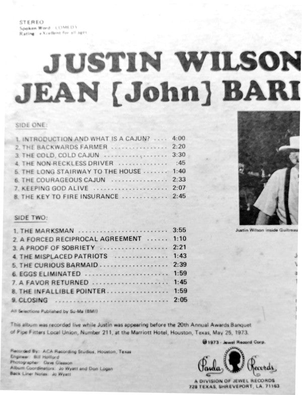 Justin Wilson - Justin Wilson Meets Jean (John) Barleycorn - LP
