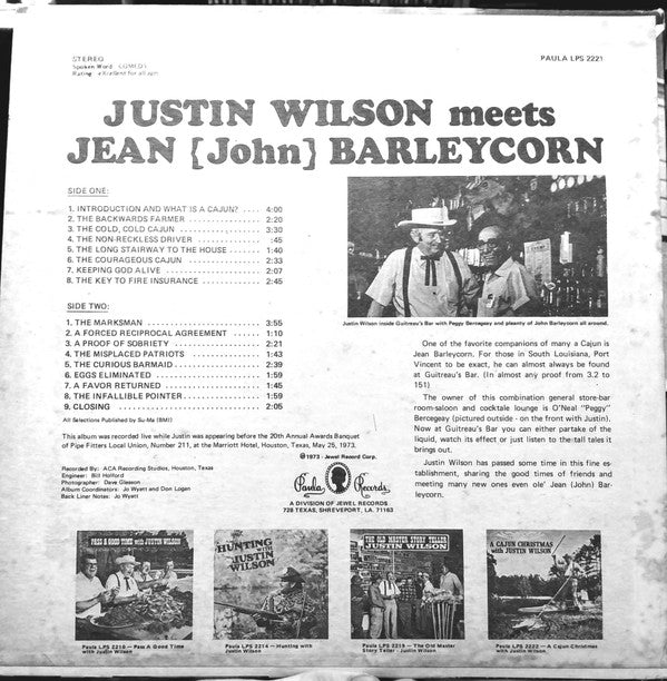 Justin Wilson - Justin Wilson Meets Jean (John) Barleycorn - LP