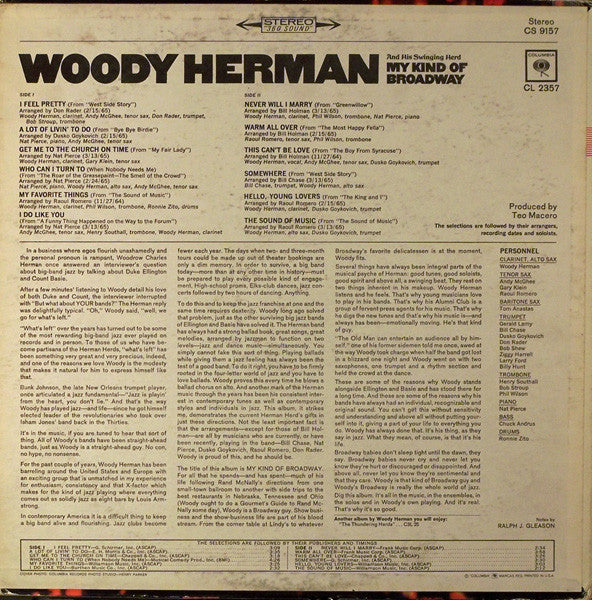 Woody Herman And His Swinging Herd* - My Kind Of Broadway - LP